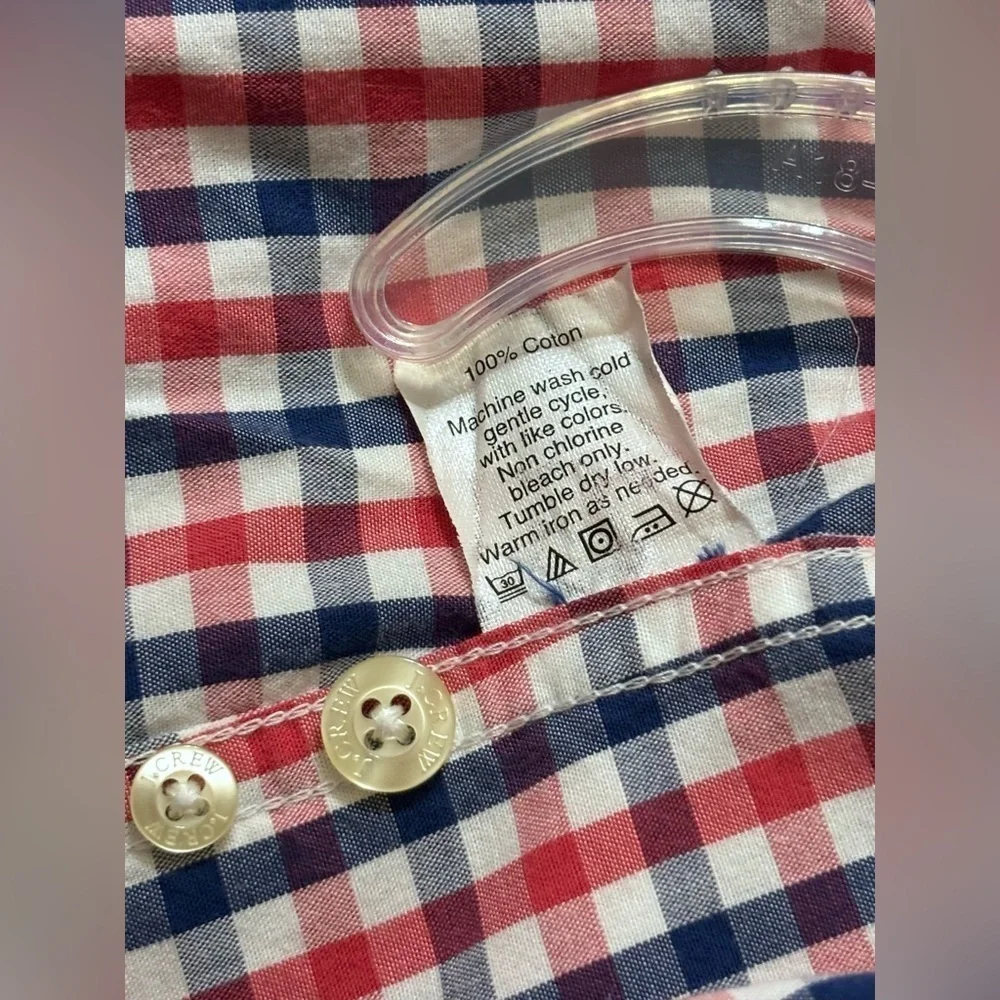 J. Crew Red and Blue Plaid Button Down Shirt Sz Medium
